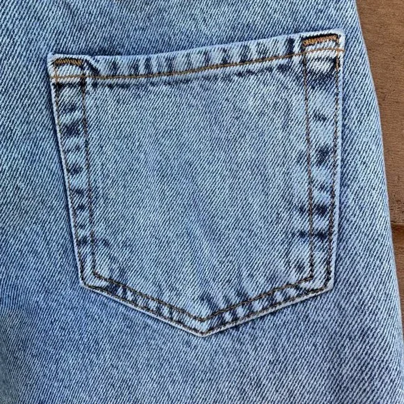 Distressed Blue Denim Jeans W/ Rhinestone Trim & Raw Hem For Women - Picture 14 of 14